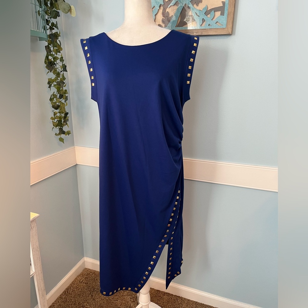 Cato Blue Maxi Dress with Gold Accents